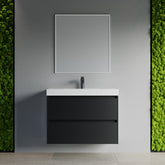 Dowell 36" Wall-Mounted Floating Bathroom Vanity – Pre-Assembled, White/Black, with Two Drawers and a Single Basin - 004 36 Series